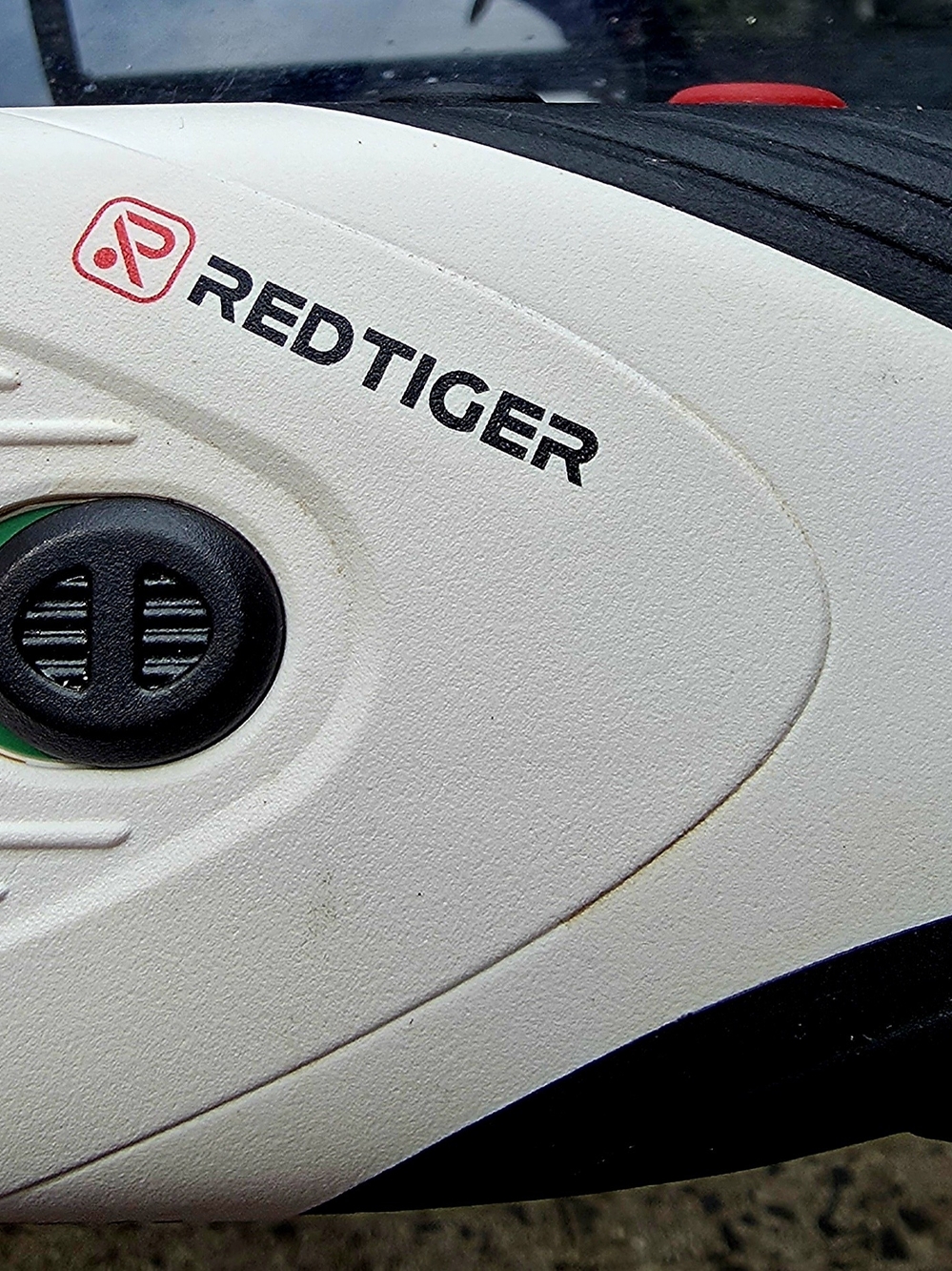 REDTIGER Athletic Shoe Panel in White with Black & Red Accents